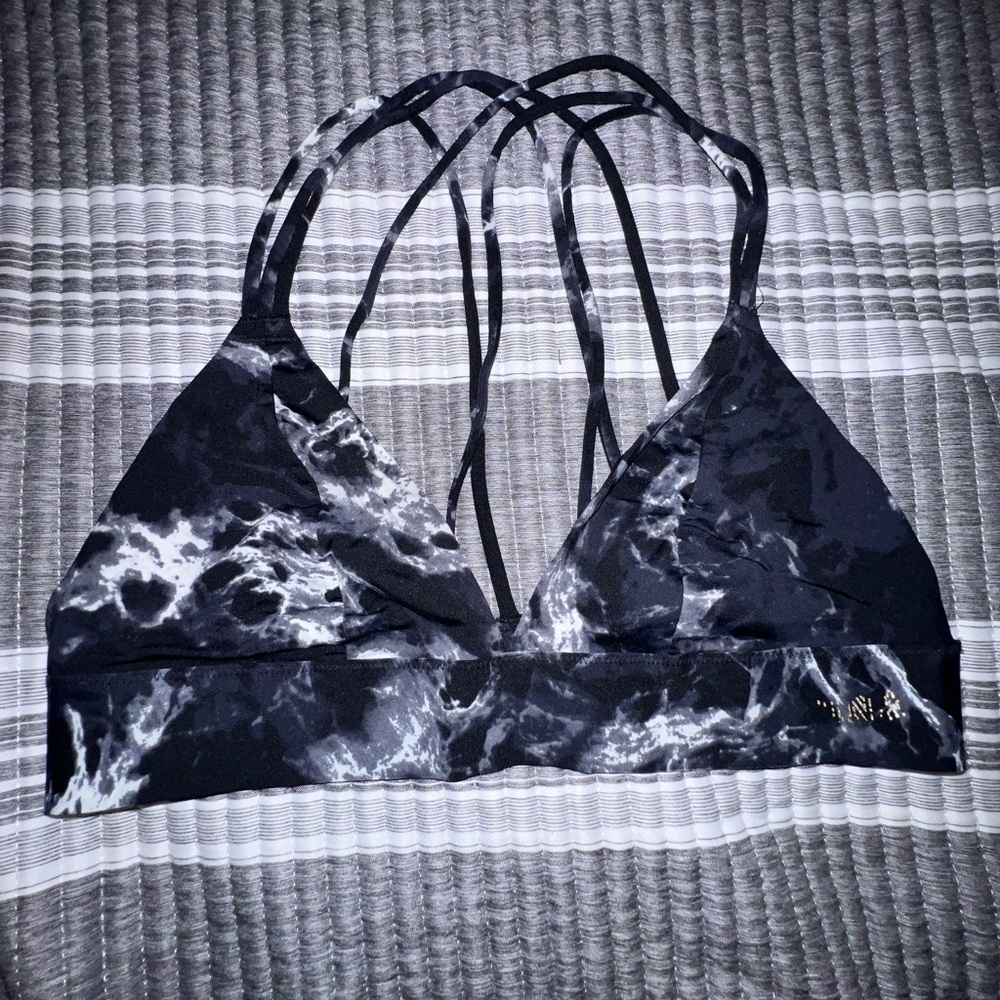 PINK Victoria's Secret Black and White Sports Bra with Adjustable Straps